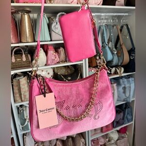 JUICY COUTURE pink velour crossbody purse